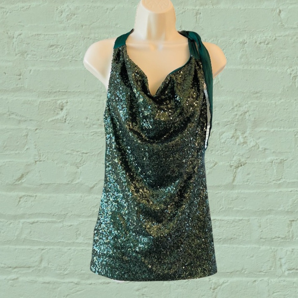 Jennifer Lopez JLo Green Sequin Sleeveless Top